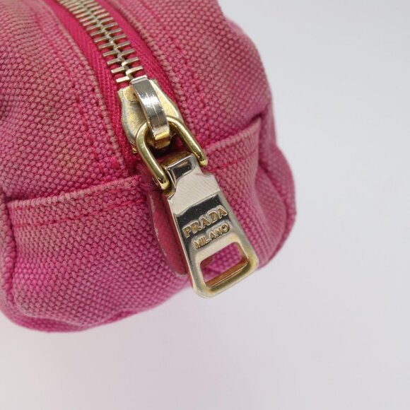 PRADA Pouch Canvas Pink Gold Auth hk2039 - Picture 8 of 13